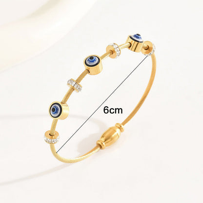 Evil Eye Anti-Tarnish Gold-Plated Stainless Steel Bracelet For Women