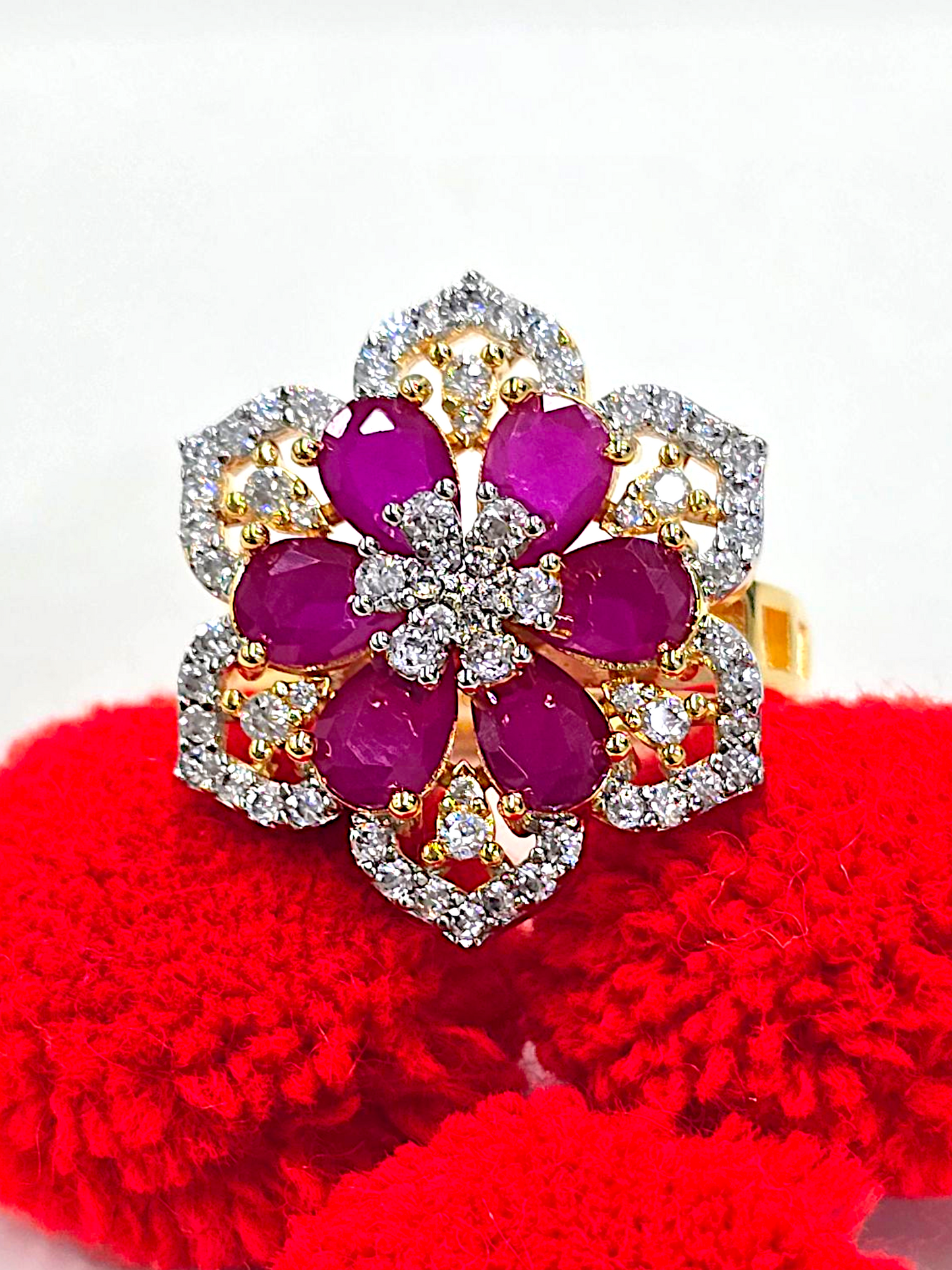 Coruscate Jewels Ruby Blossom Adjustable Statement Ring