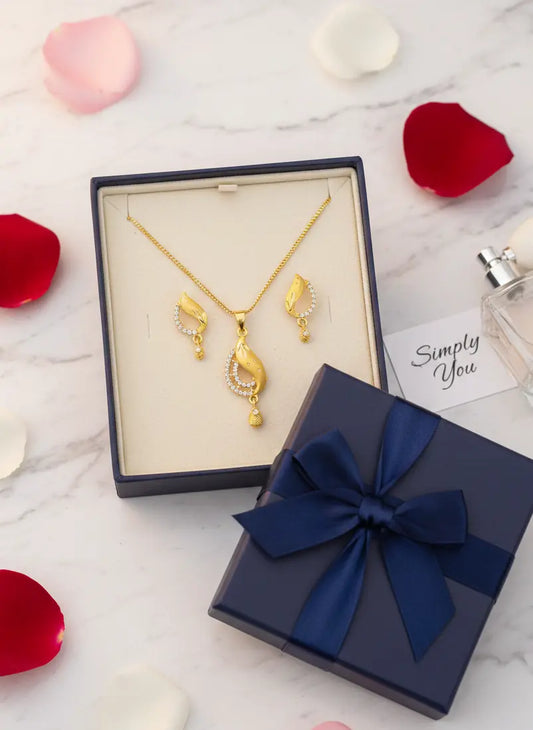 Gold Tone Pendant Set Radiant Swirl Coruscate Jewels