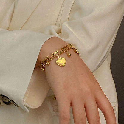 Hearts Bracelet Anti Tarnish Gold Plated Stainless Steel