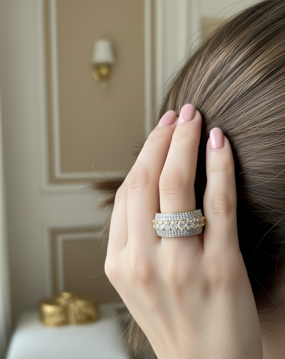 Silver Cz Adjustable Ring