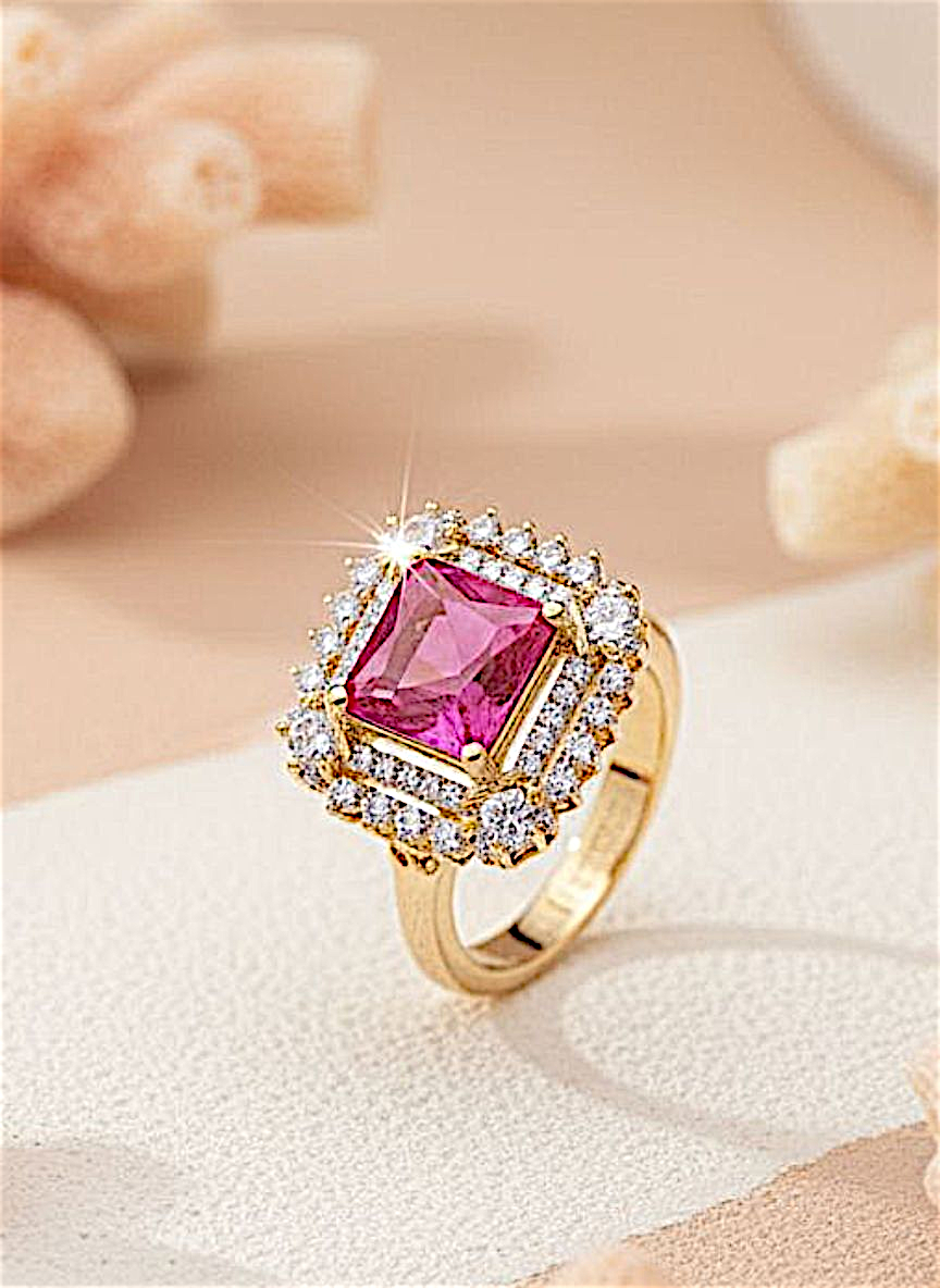 Coruscate Jewels Regal Oval CZ & Pave Statement Ring – Two-Tone Gold-Plated