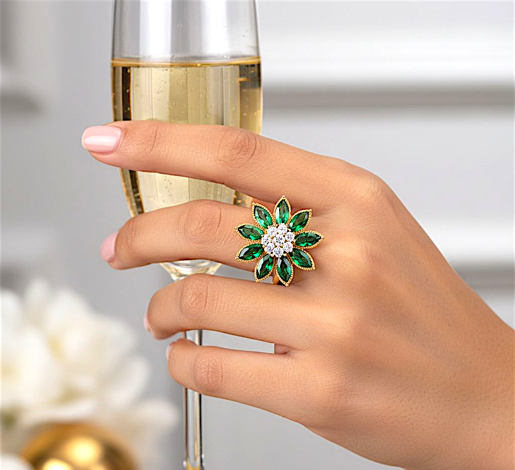 Emerald Cubic Zirconia Ring