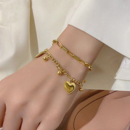 Hearts Bracelet Anti Tarnish Gold Plated Stainless Steel