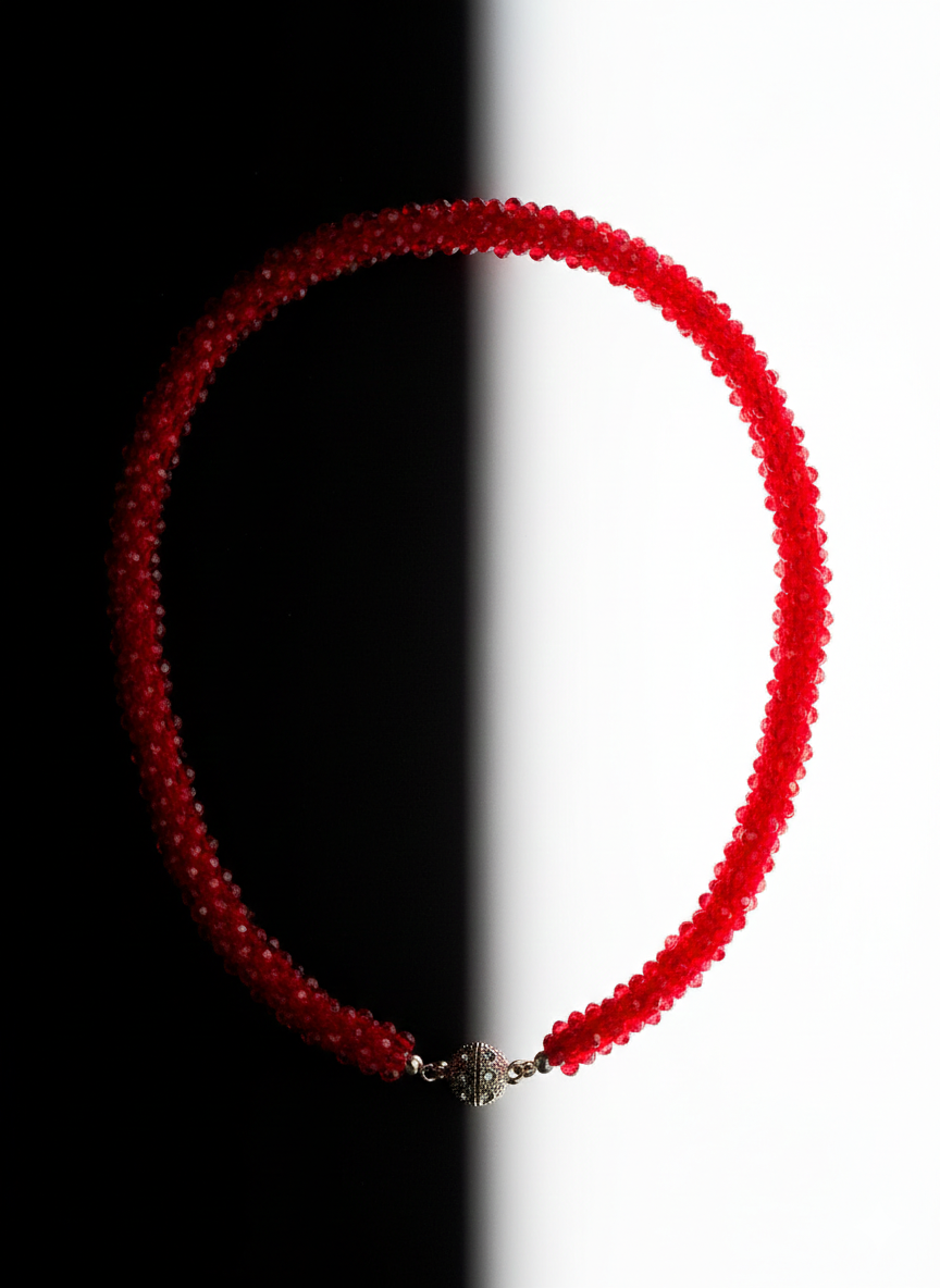 Red Beaded Crystal Necklace Set