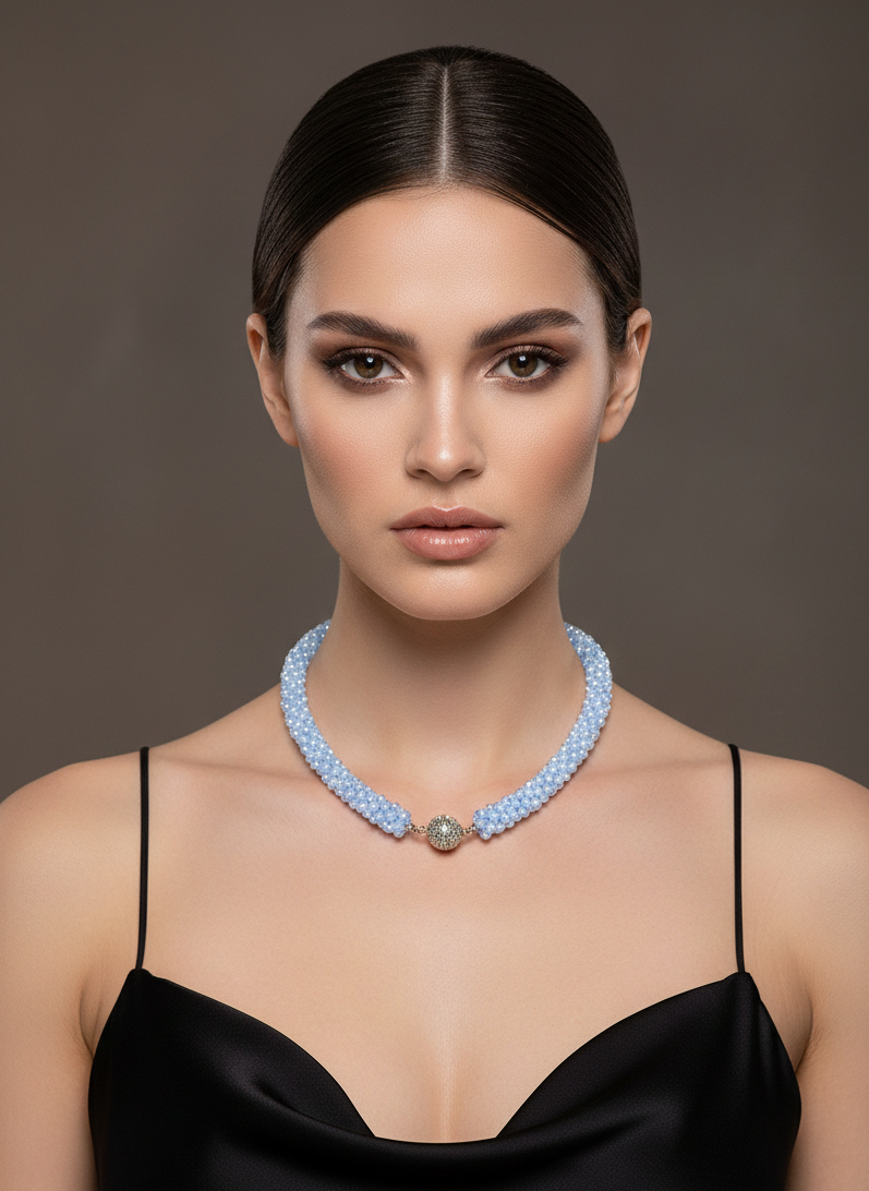 Blue Small Beads Layered Necklace Set