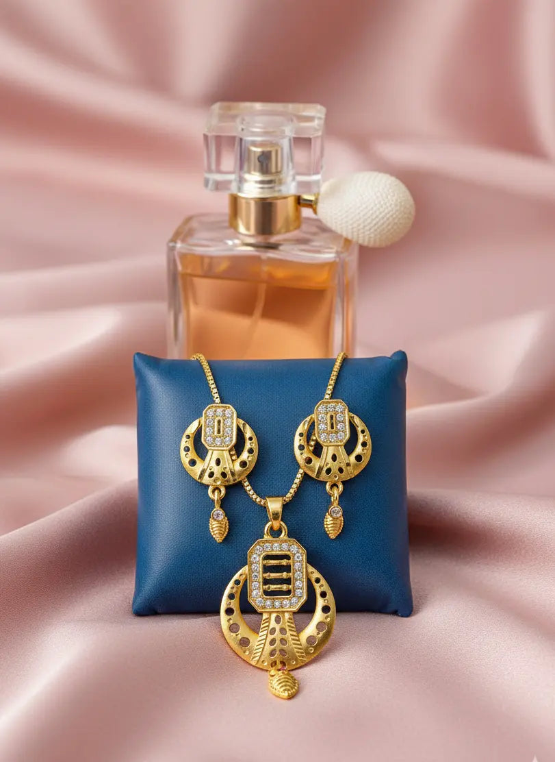 Gold Plated Pendant Set Celestia Golden Circle Coruscate Jewels