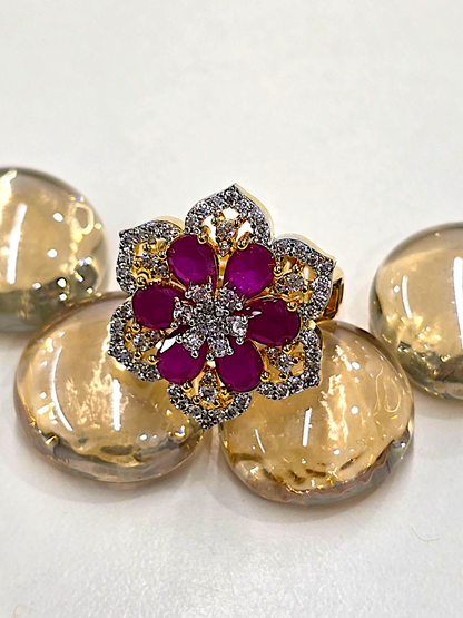 Ruby Blossom Adjustable Ring