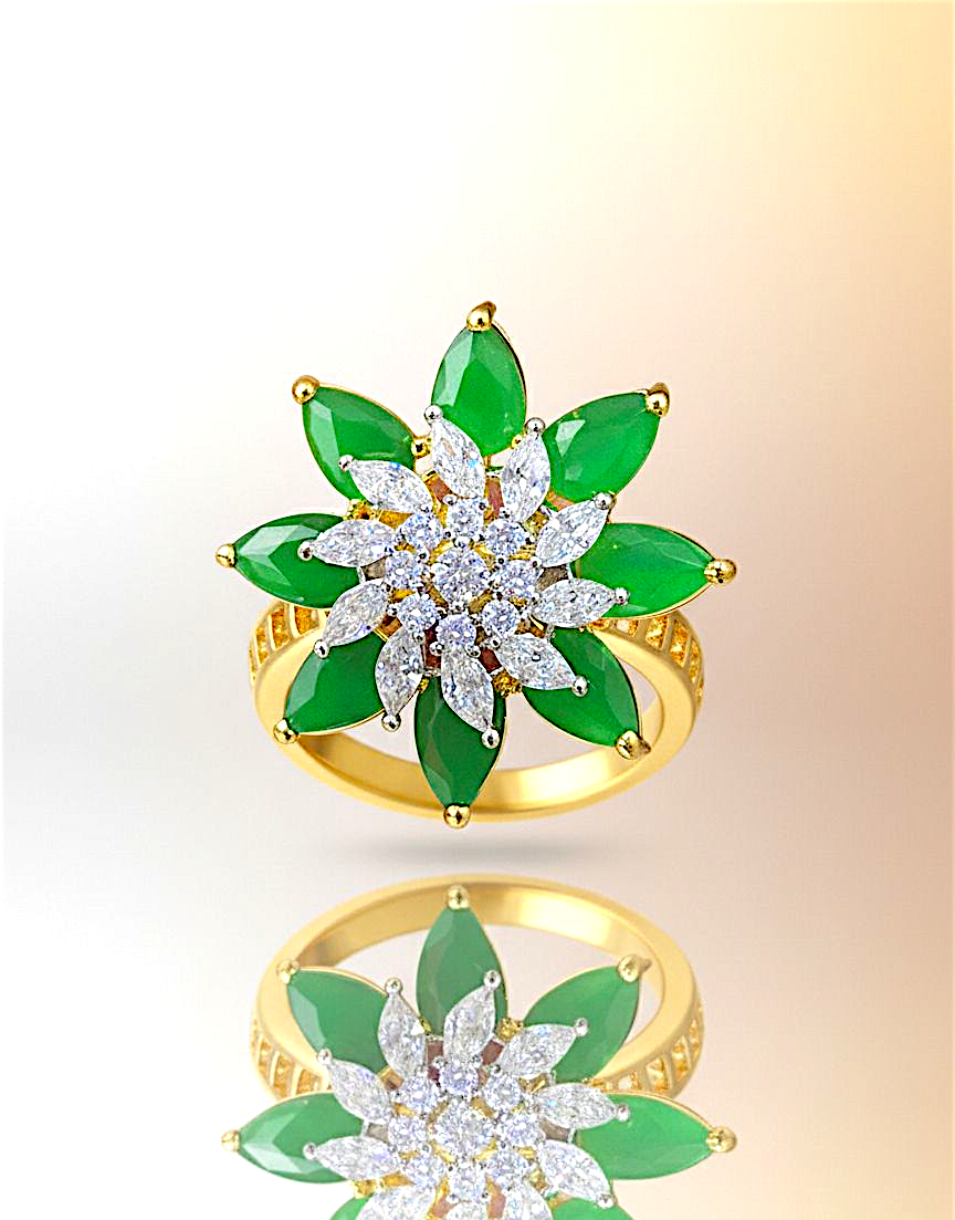 Emerald Cubic Zirconia Ring