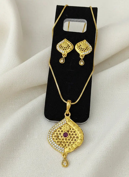 Gold Plated Pendant Set Imperial Ruby Charm Coruscate Jewels