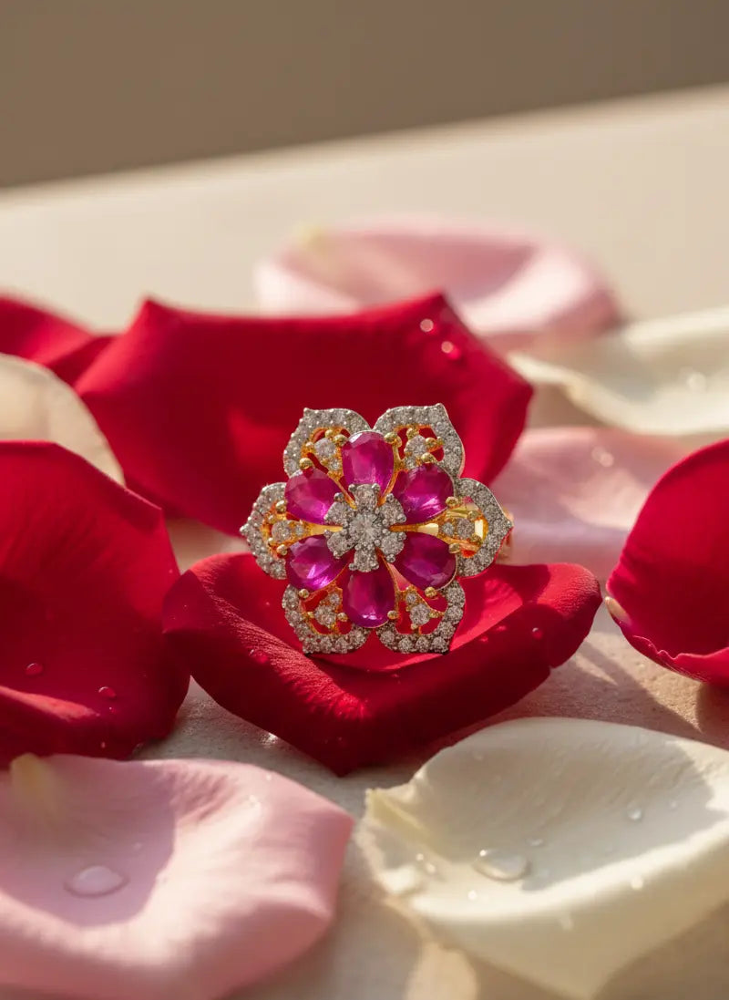 Ruby Blossom Adjustable Ring Coruscate Jewels