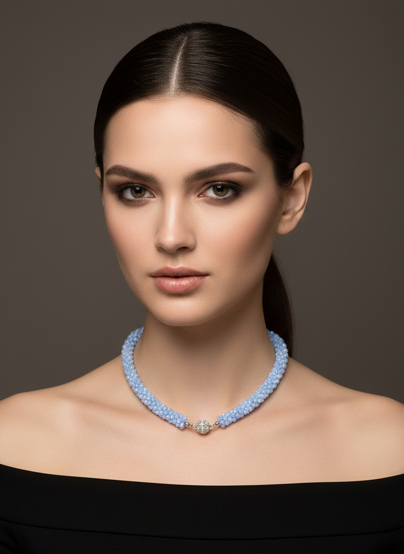 Blue Small Beads Layered Necklace Set
