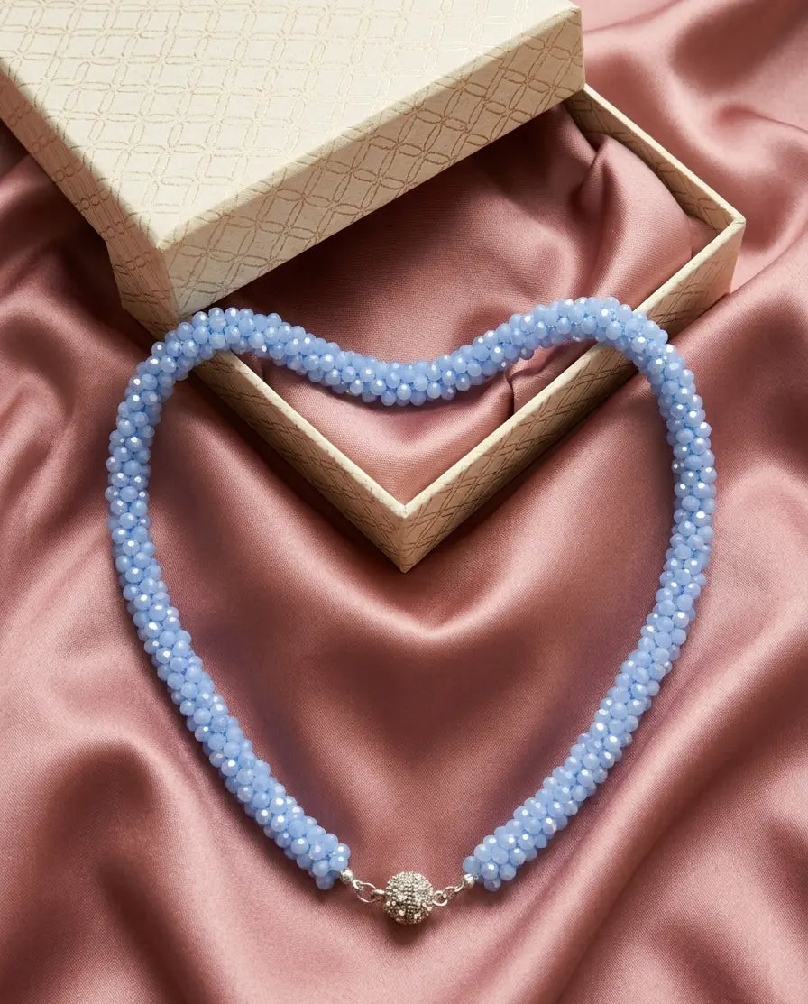 Blue Small Beads Layered Necklace Set Coruscate Jewels