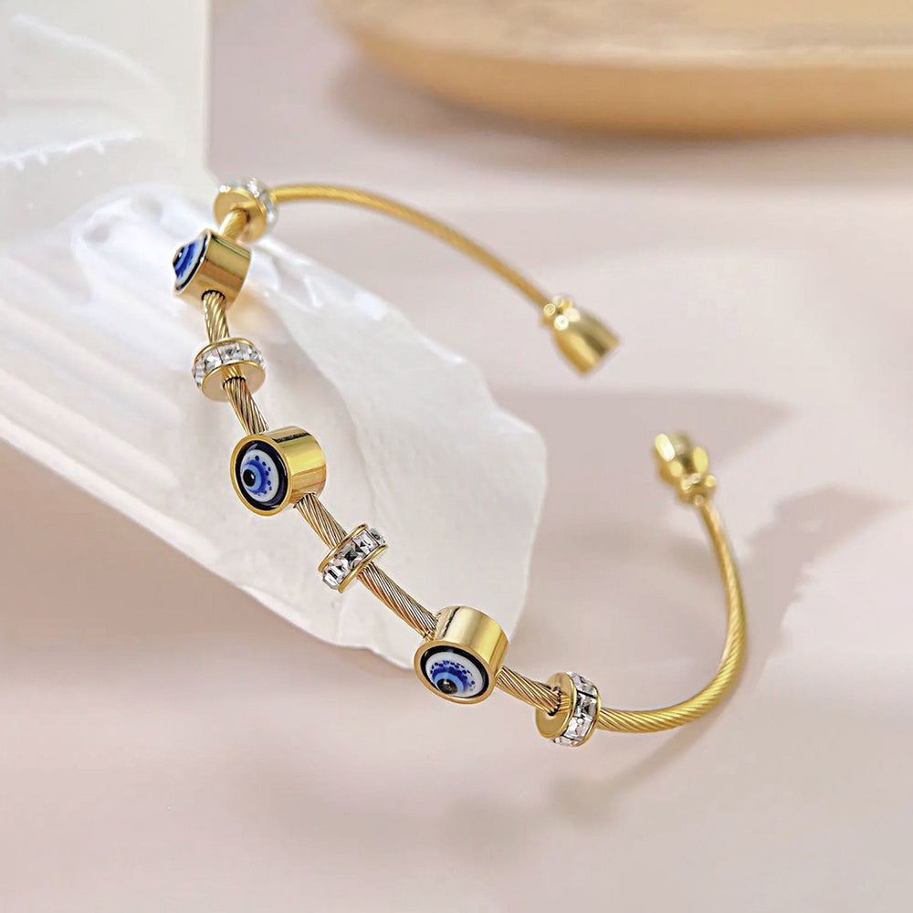 Evil Eye Anti-Tarnish Gold-Plated Stainless Steel Bracelet For Women