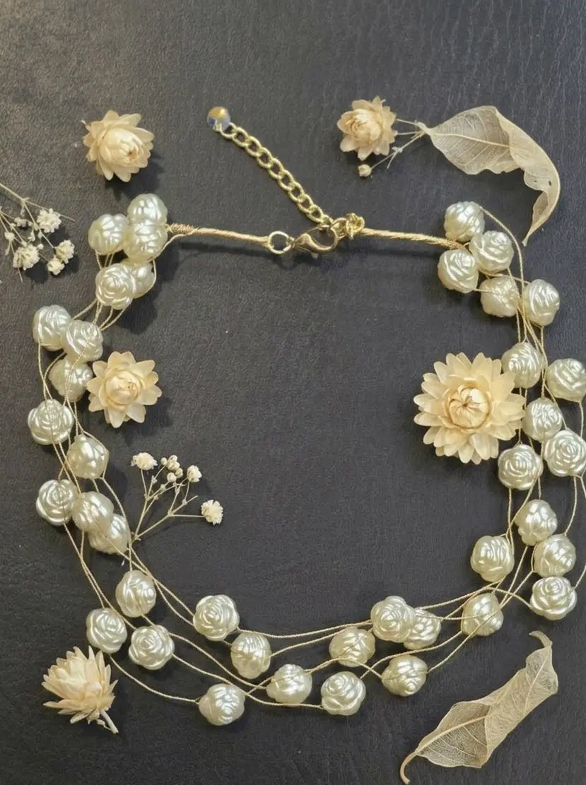 Beads Necklace Thread Rose Pearl Necklace Coruscate Jewels