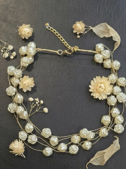 Beads Necklace Thread Rose Pearl Necklace Coruscate Jewels