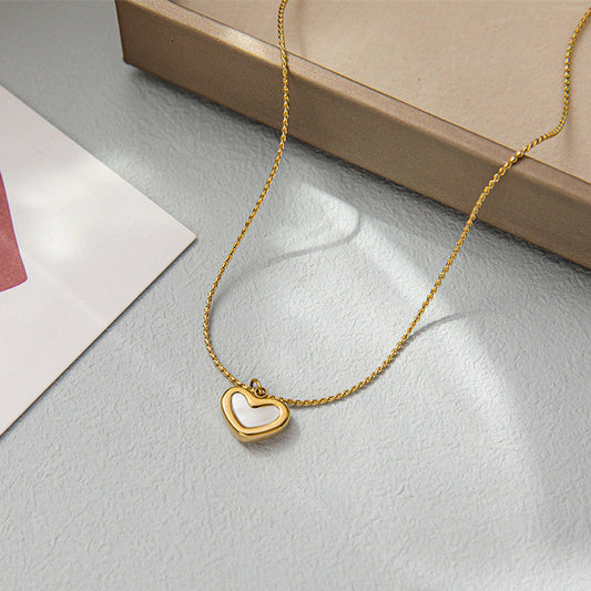 Gold Plated Anti Tarnish White Heart Pendant for woman