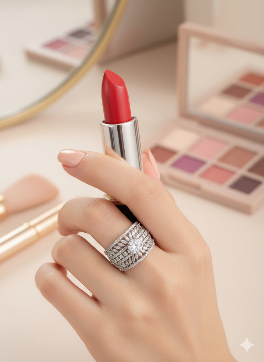 Coruscate Jewels Celestial Glow Silver-Plated Solitaire Finger Ring