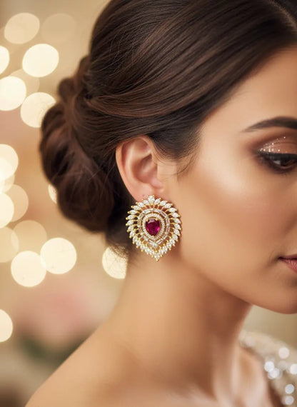Ruby Cascade Zirconia Teardrop Earrings Coruscate Jewels