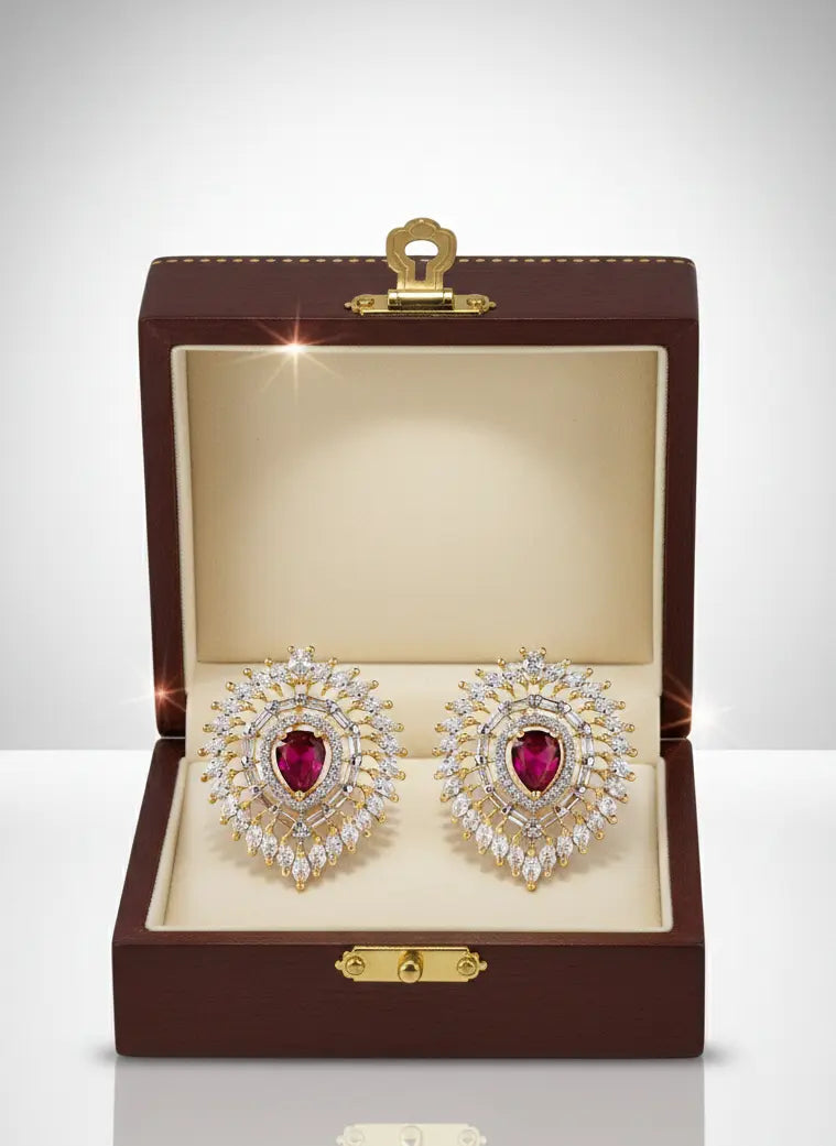 Ruby Cascade Zirconia Teardrop Earrings Coruscate Jewels