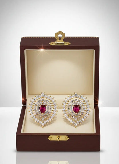 Ruby Cascade Zirconia Teardrop Earrings Coruscate Jewels
