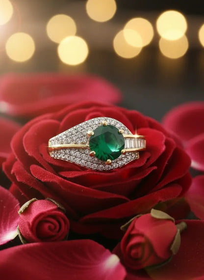 Emerald Crystal Adjustable Ring Coruscate Jewels