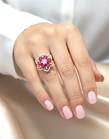 Ruby Bloom Zirconia Ring