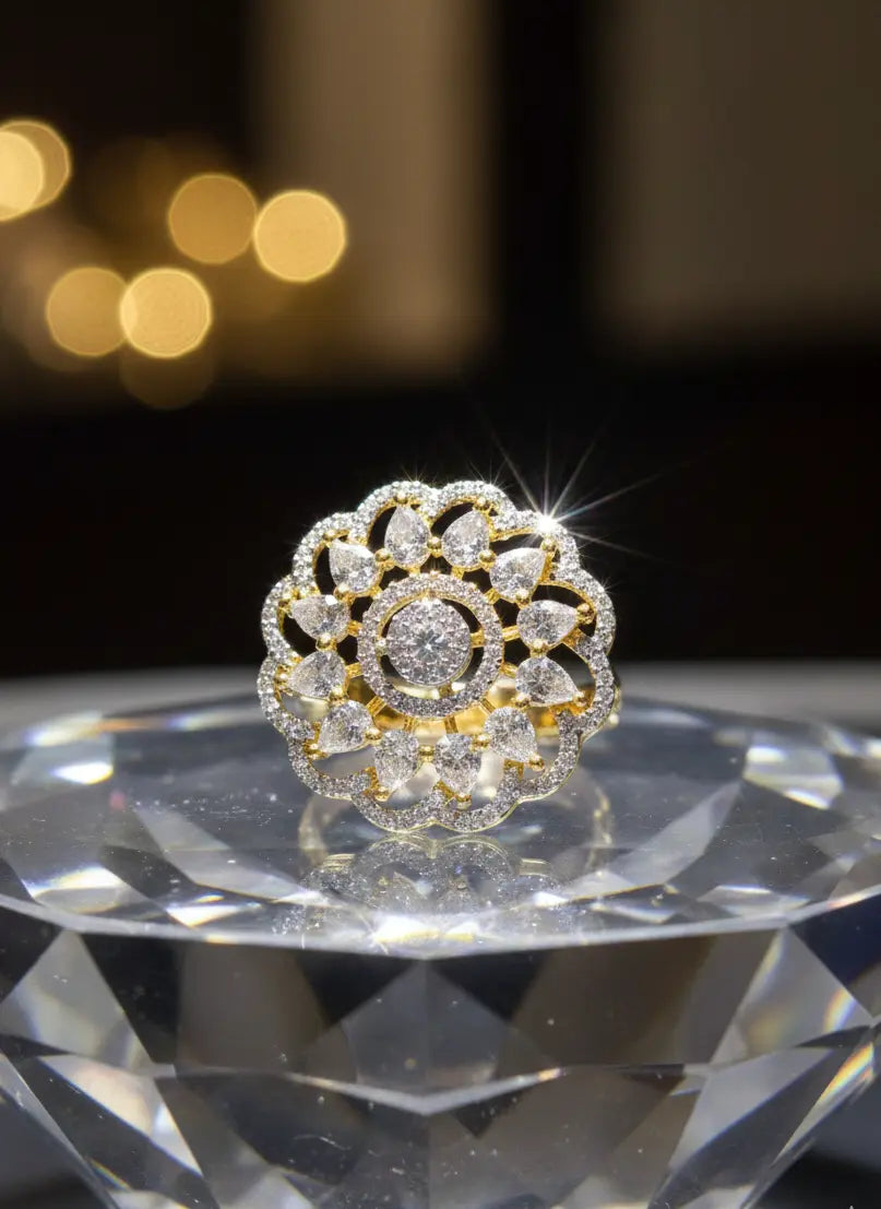 Golden Bloom Floral Ring Coruscate Jewels