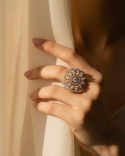 Golden Bloom Floral Ring