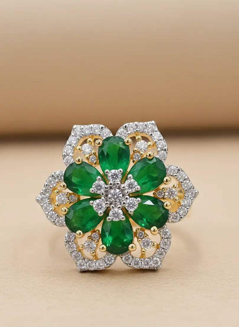 Emerald Blossom Adjustable Ring Coruscate Jewels