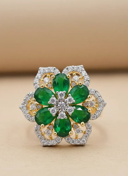 Emerald Blossom Adjustable Ring Coruscate Jewels