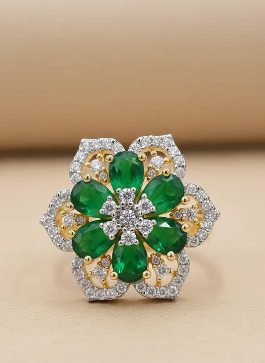 Emerald Blossom Adjustable Ring Coruscate Jewels