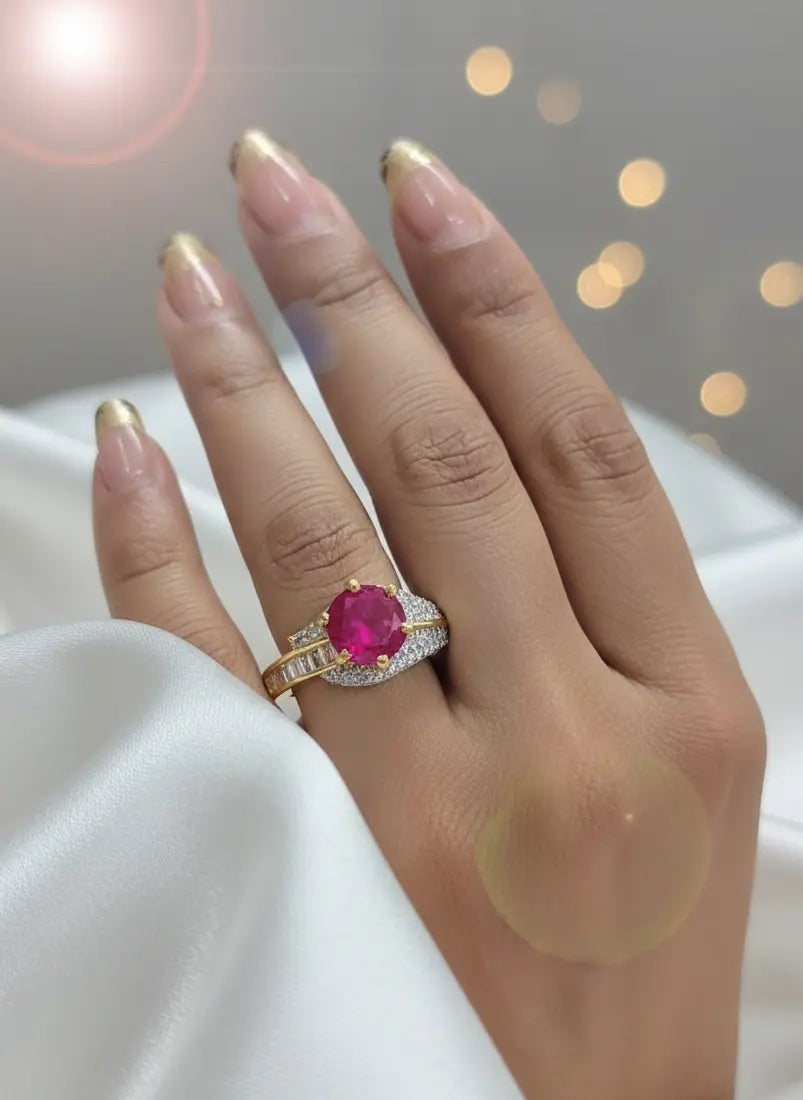 Elegant Ruby Zirconia Ring Coruscate Jewels