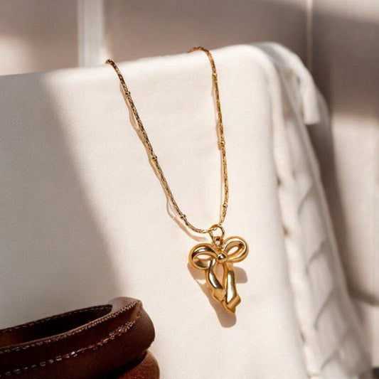 Anti Tarnish Gold Plated Infinity Bow Pendant