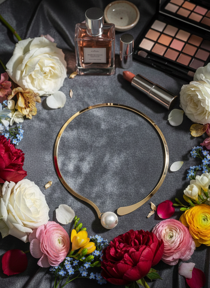 Anti Tarnish Gold Plated Big Pearl Choker Necklace Set