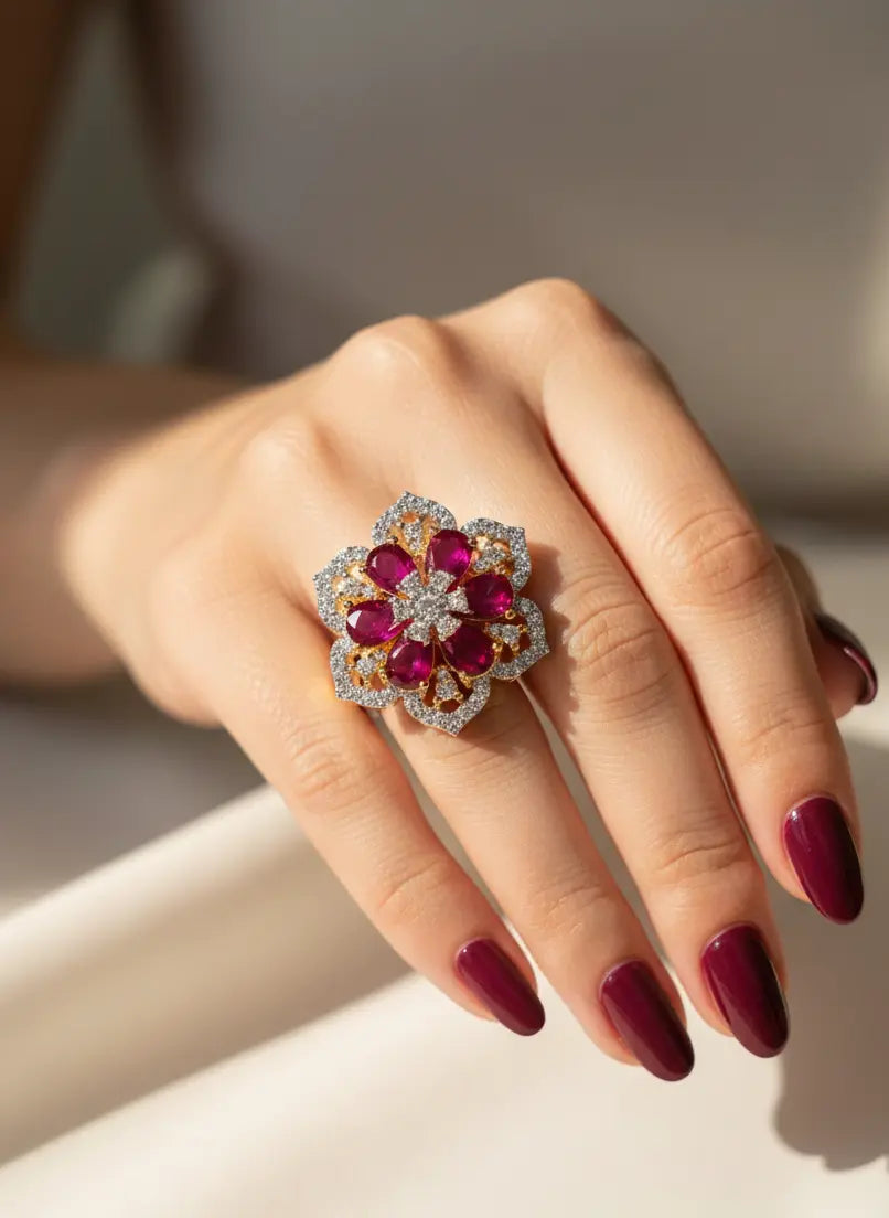 Ruby Blossom Adjustable Ring Coruscate Jewels