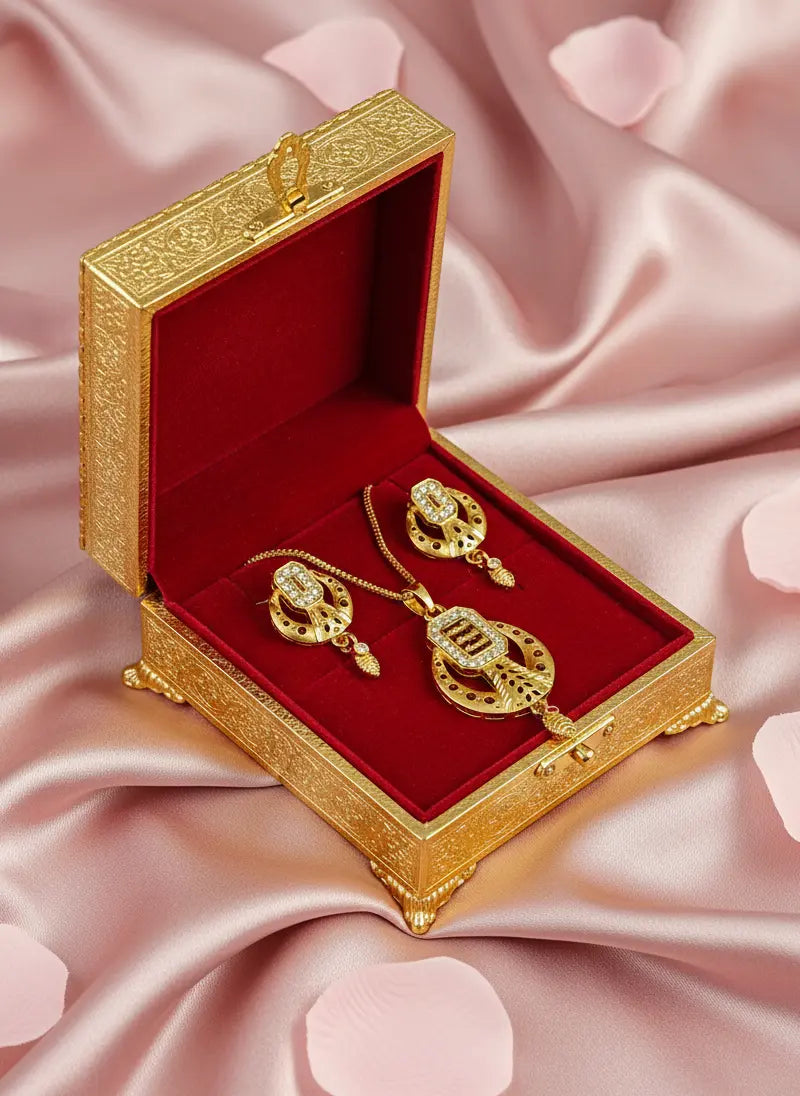 Gold Plated Pendant Set Celestia Golden Circle Coruscate Jewels