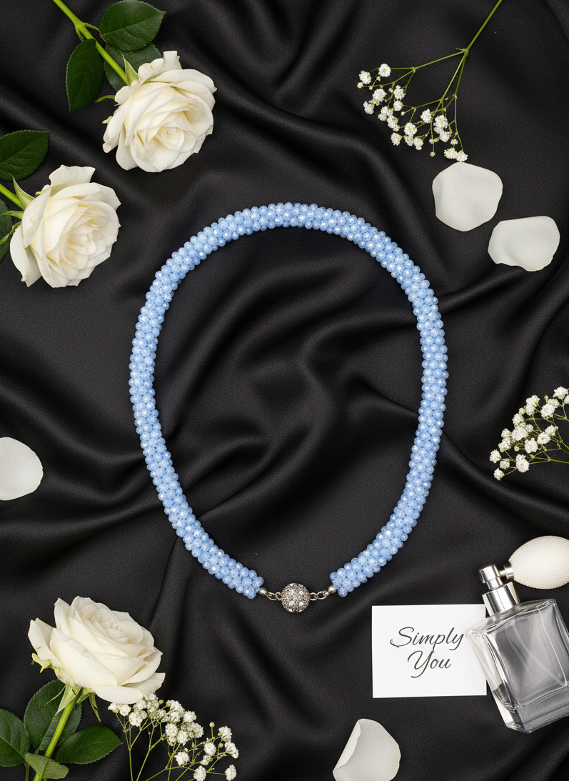 Blue Small Beads Layered Necklace Set