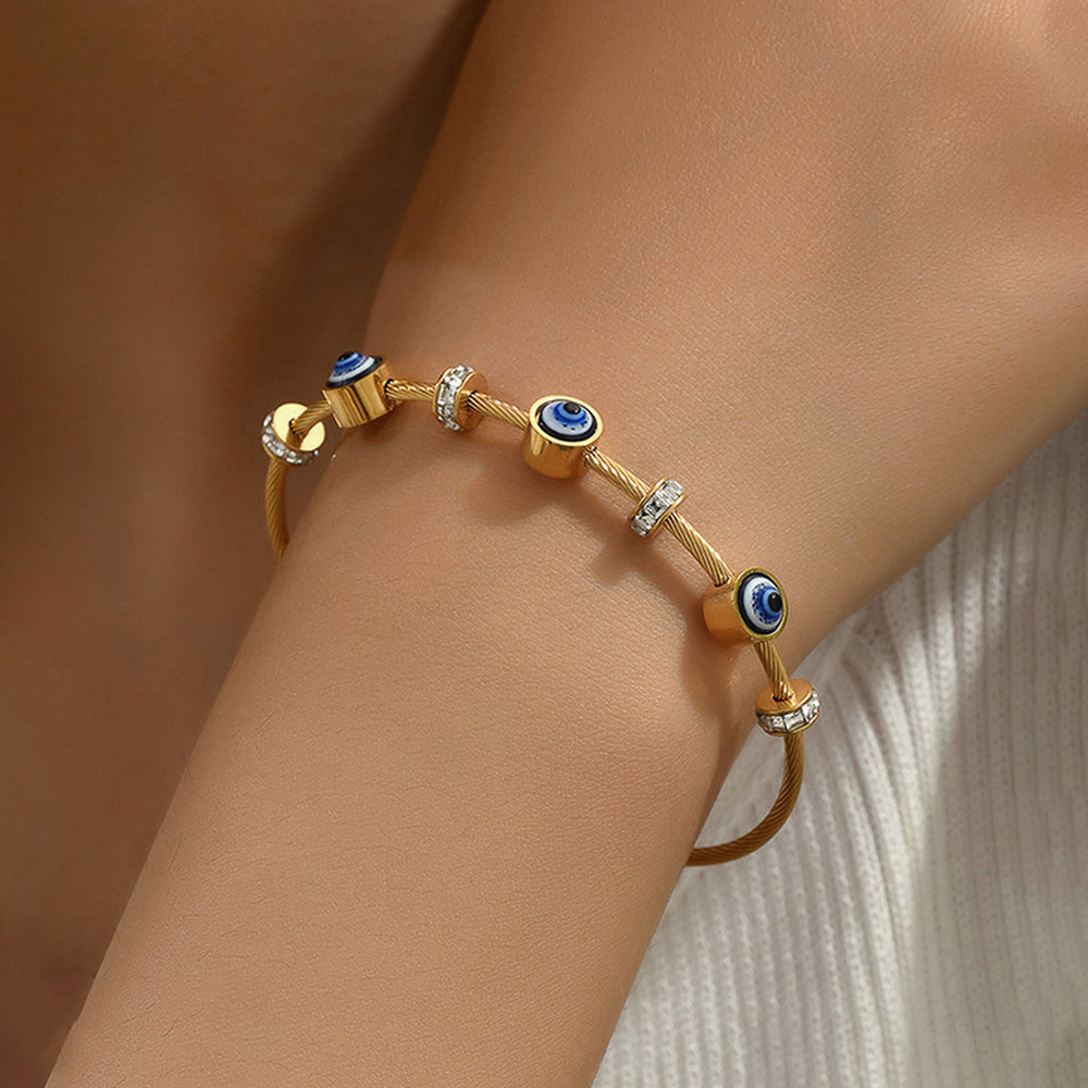 Evil Eye Anti-Tarnish Gold-Plated Stainless Steel Bracelet For Women