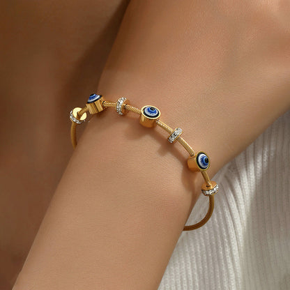 Evil Eye Anti-Tarnish Gold-Plated Stainless Steel Bracelet For Women