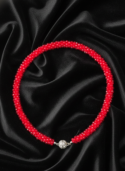 Red Beaded Crystal Necklace Set