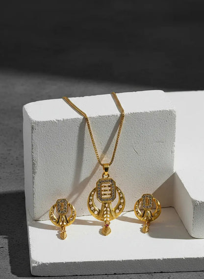 Gold Plated Pendant Set Celestia Golden Circle Coruscate Jewels