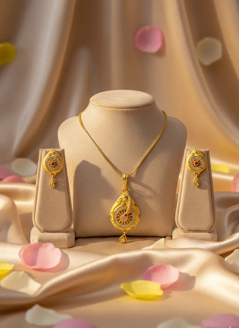 Royal Chakra Gold Tone Pendant Set Coruscate Jewels