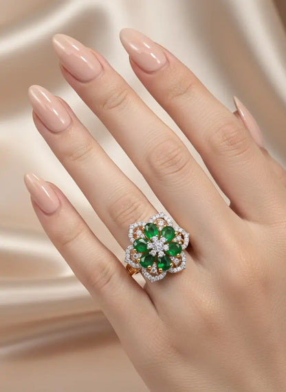 Emerald Blossom Adjustable Ring Coruscate Jewels
