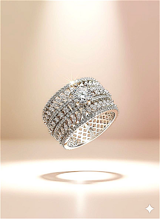 Coruscate Jewels Celestial Glow Silver-Plated Solitaire Finger Ring