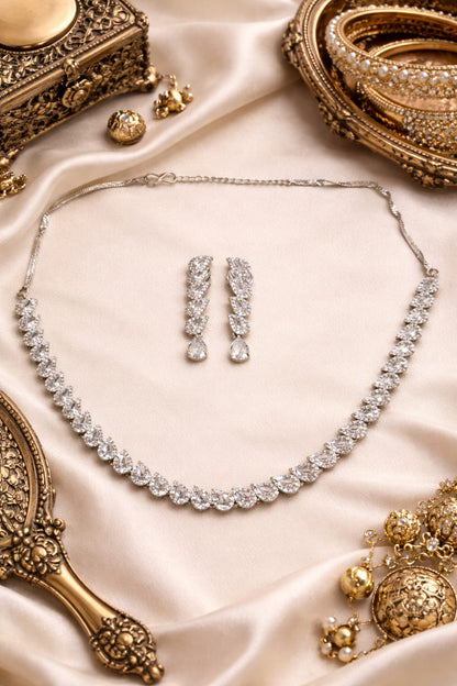 American Diamond Silver CZ Jewelry Wave Crystal Cascade