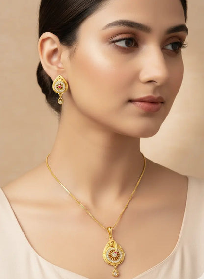 Royal Chakra Gold Tone Pendant Set Coruscate Jewels