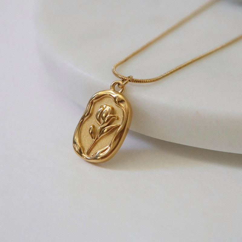 Anti Tarnish Rose Theme Gold Plated Pendant