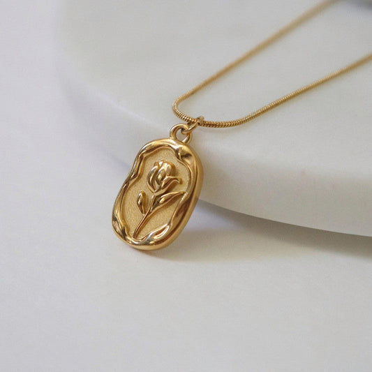 Anti Tarnish Rose Theme Gold Plated Pendant