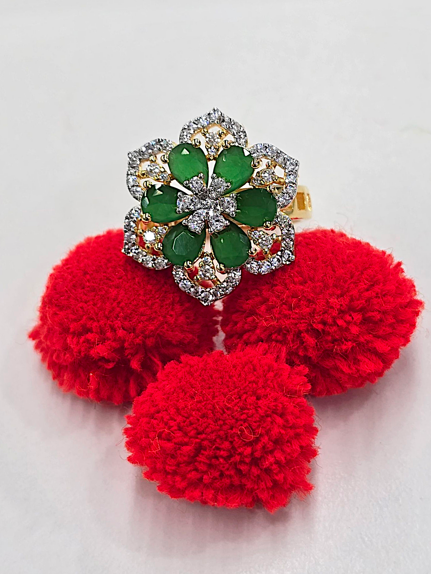 Coruscate Jewels Emerald Blossom Adjustable Statement Ring